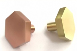 Modern Sharp Six-angle furniture cabinet drawer hexagon pull handle knob with Brush Brass gold and rose gold color
