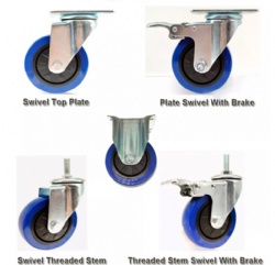3 4 5 Inch PU Rubber Trolley Wheel Heavy Duty Stainless Steel Food Cart Furniture Swivel Locking Brake Industrial Casters Wheels